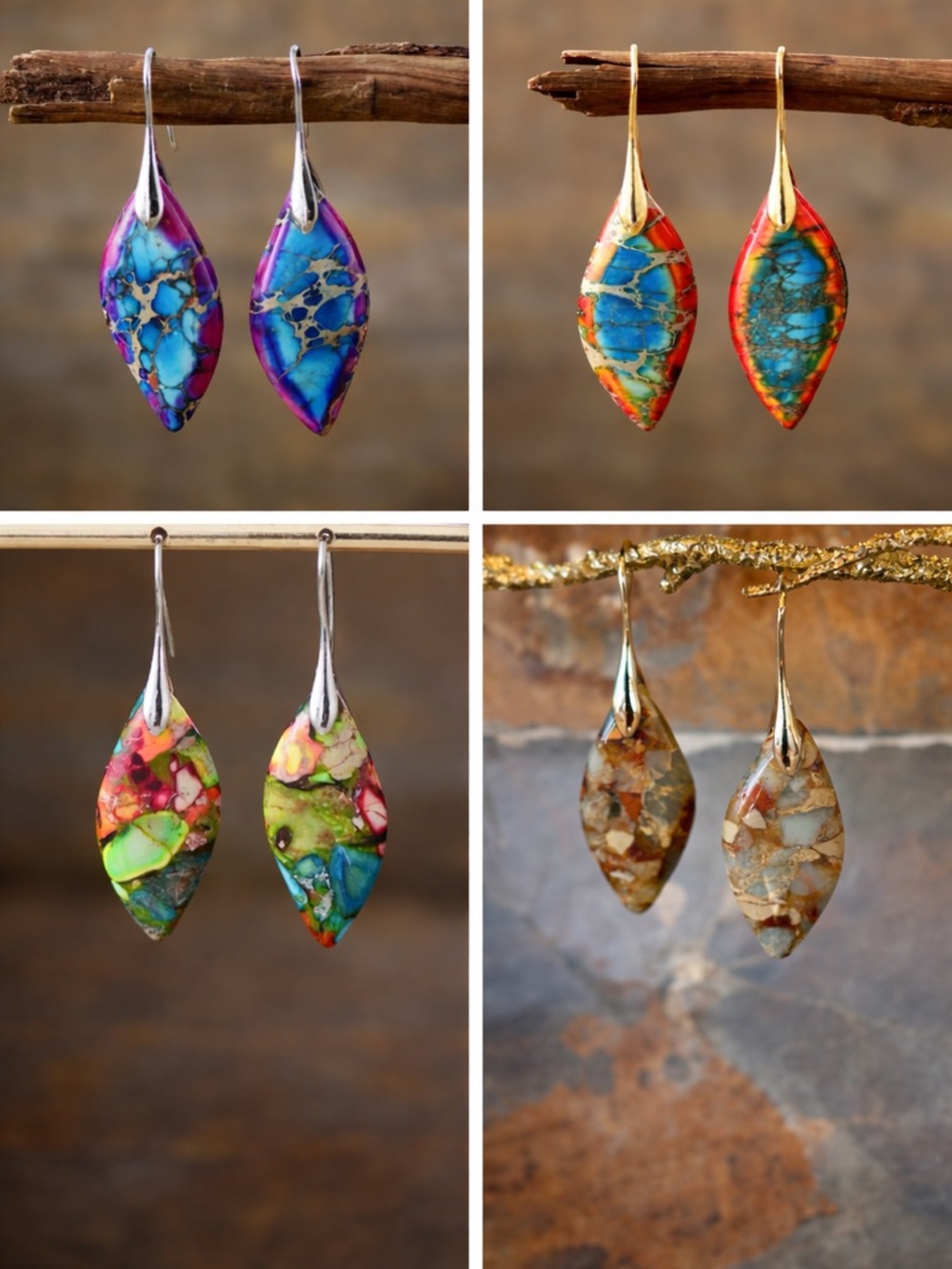 Handmade Polished Lightweight Stone Earrings - Picture 3 of 16